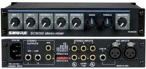Shure mixer 2 mic, 3 stereo line