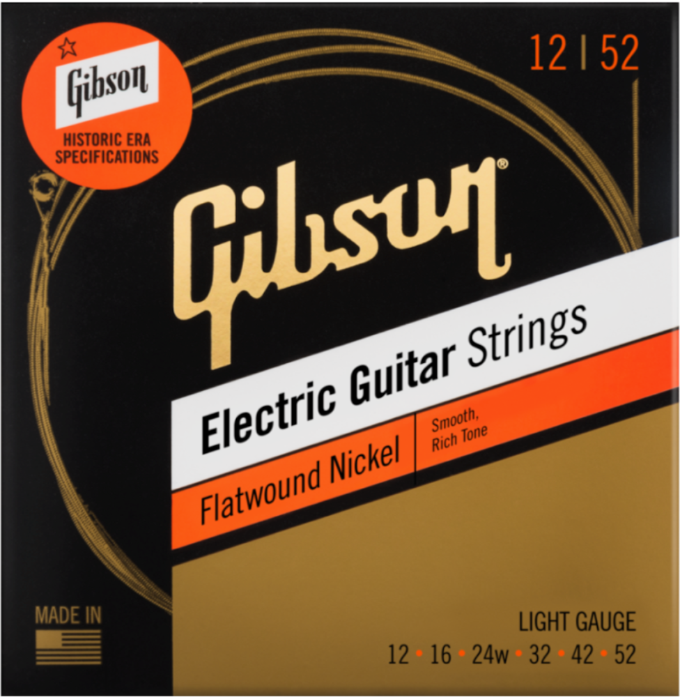 Gibson SEG-FW12 Flatwound Electric Guitar Strings Light 12-52