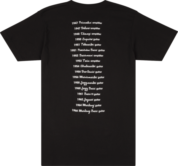 Fender Fender Logo Date Back Tee, Black, M