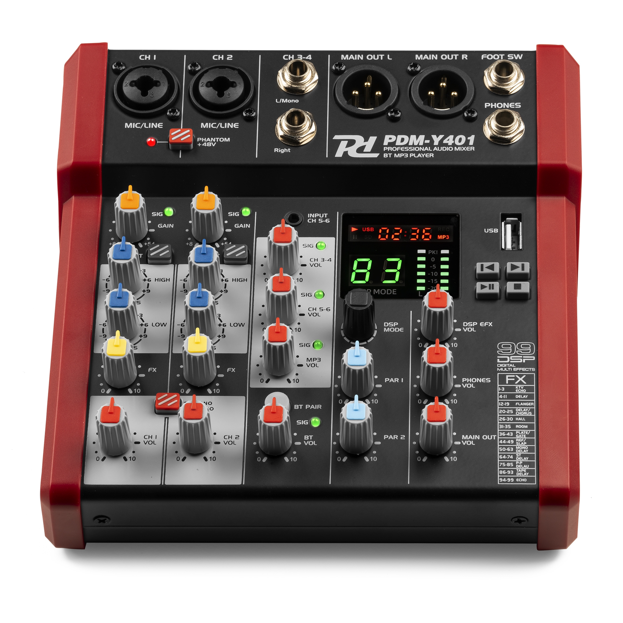 Power Dynamics PDM-Y401 4-kanals Mikser - Bilde 2