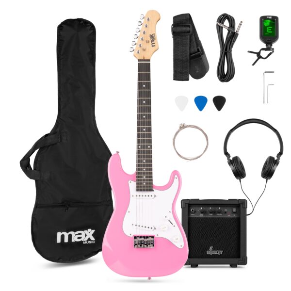 MAX GigKit El Gitarpakke Junior "Strat", Rosa