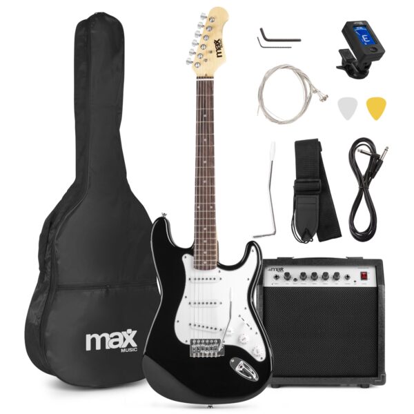 MAX GigKit El Gitarpakke, "Strat", Sort